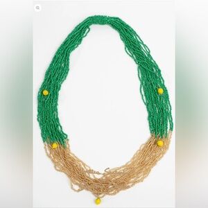 Antica Sartoria Beaded Necklace in Lemon Gold and Emerald green NWT Gorgeous